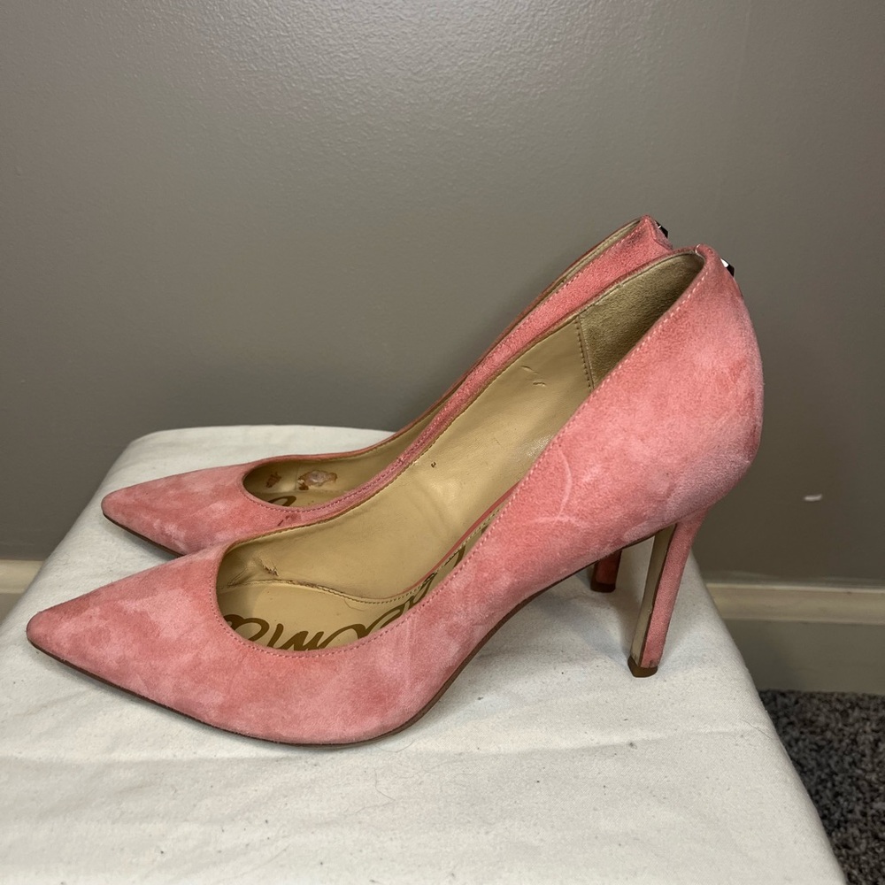 Sam Edelman Women's Pink Suede Pointed-Toe High Heels - Picture 2 of 7